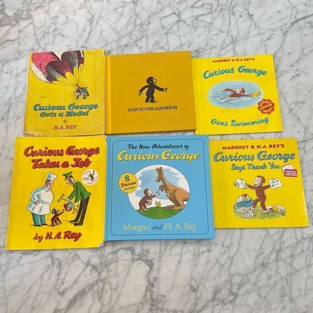 Vintage New Curious George Book Bundle X 6 1980's